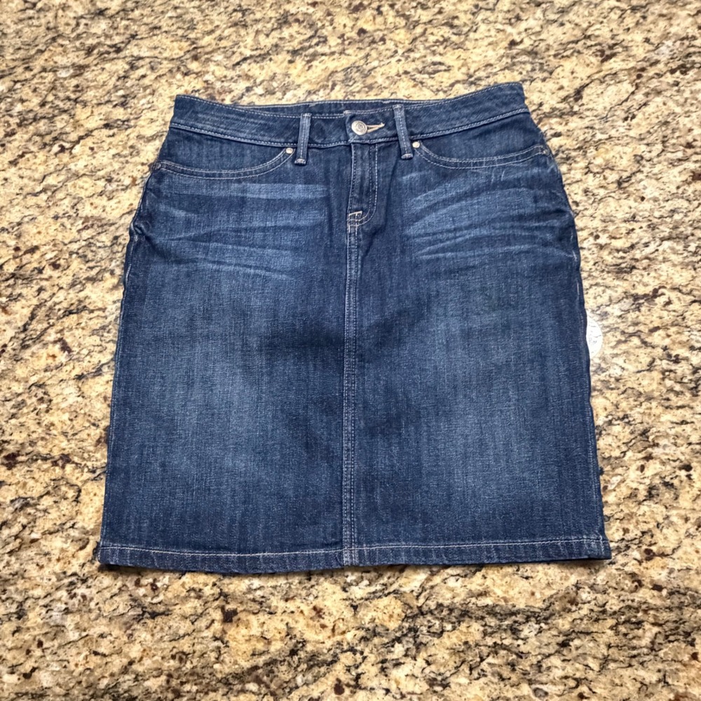 NEW Banana Republic Womens Dark Wash Denim Mini Skirt Size 0 Blue Five Pocket ws